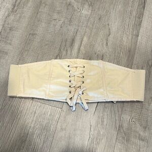 Off White Stretchy Lace Up Waist Belt